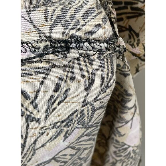 Vintage FLAX Joanne Engelhart Tunic Blouse Botanical Leaves Vtg Cream Brown‎ S - Picture 6 of 11